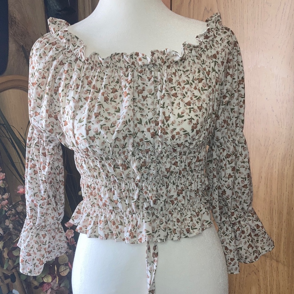 Elegant Floral Smocked Blouse